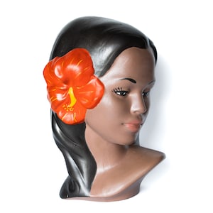 Vintage Marwal Hawaiian Hula Girl Head | 1950s Chalkware | Hand