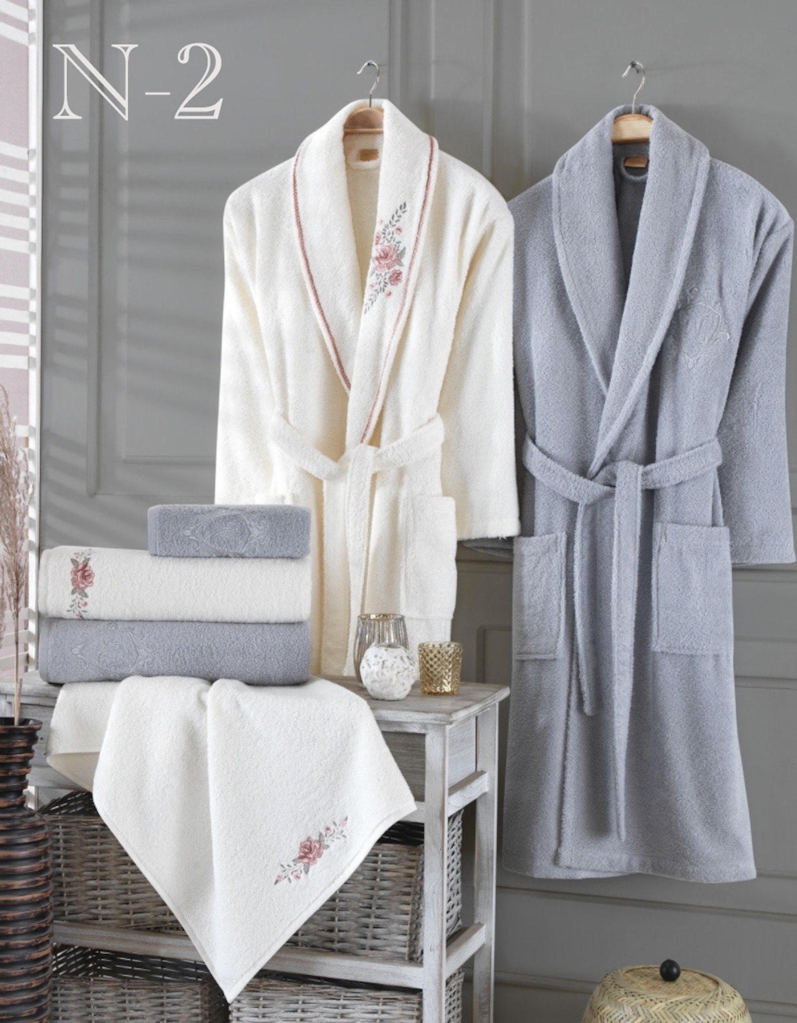 Robe Cotton Robe Bathrobe set Cotton towel Spa bathrobe Etsy
