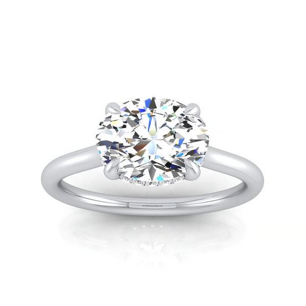 Ava - Oval Cathedral East/West Solitaire Ring