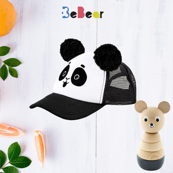 Chapeau panda pour tout-petit avec oreilles / chapeau de baseball pour tout-petit / casquette de bébé panda / chapeau d’animal pour enfants / chapeau d’ours panda pour enfants