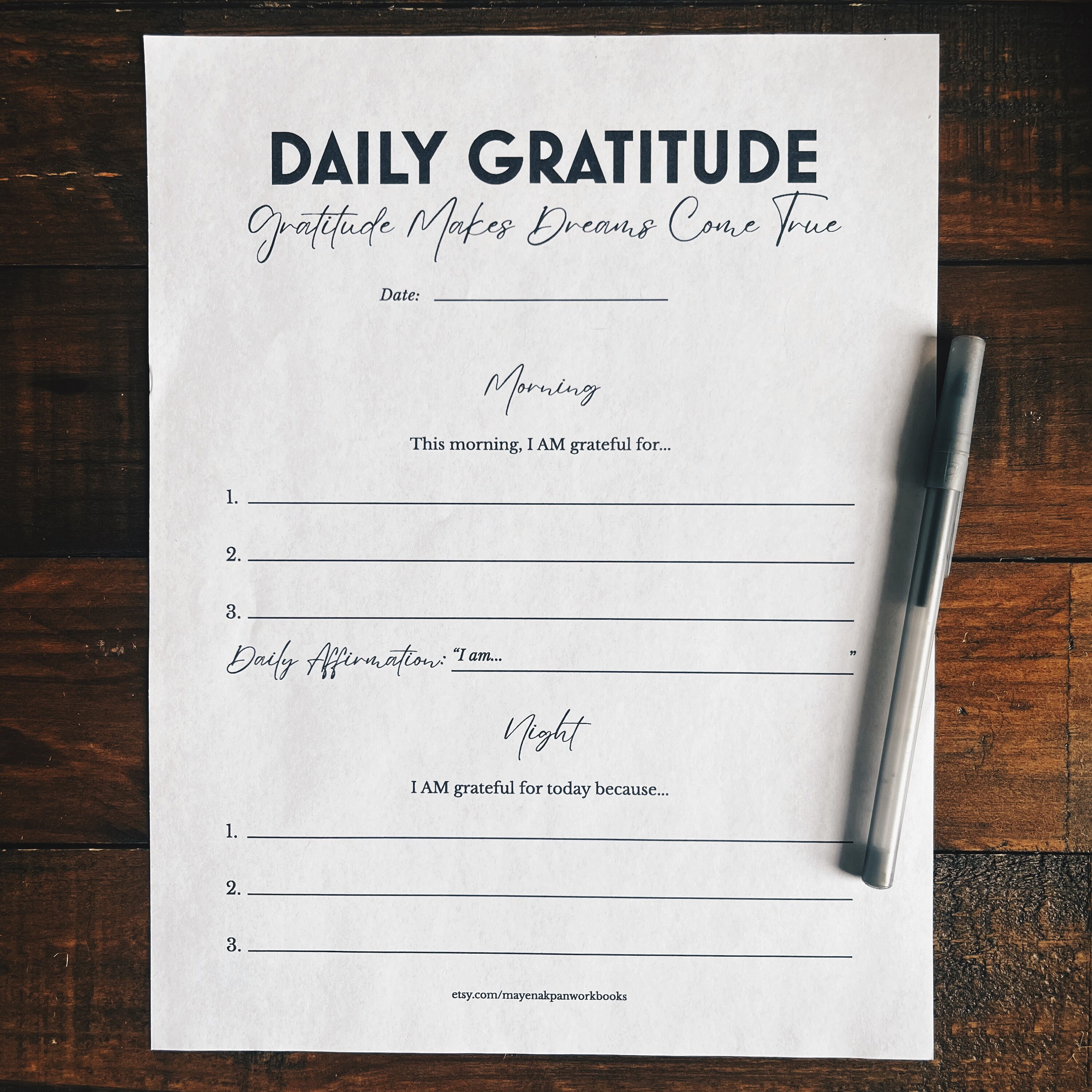 Printable Daily Gratitude Sheet Minimalist Planner 9 Paper Sizes PDF ...