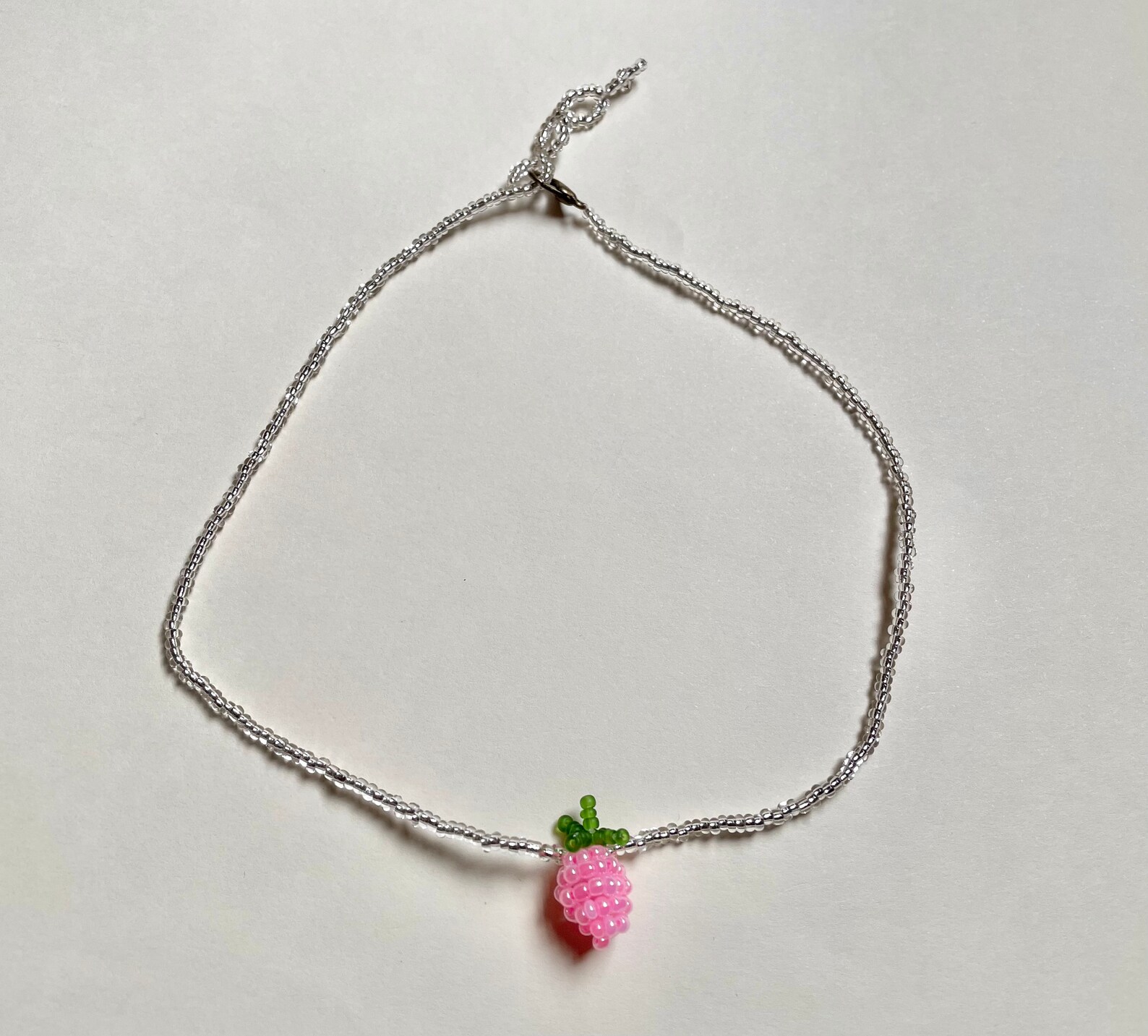Silver raspberry necklace / beaded choker / raspberry beaded Etsy