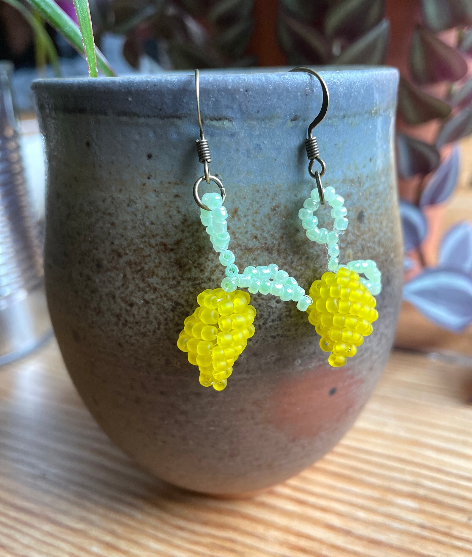 Beaded lemon earrings / Fruit beads earrings / Lemon jewellery Etsy