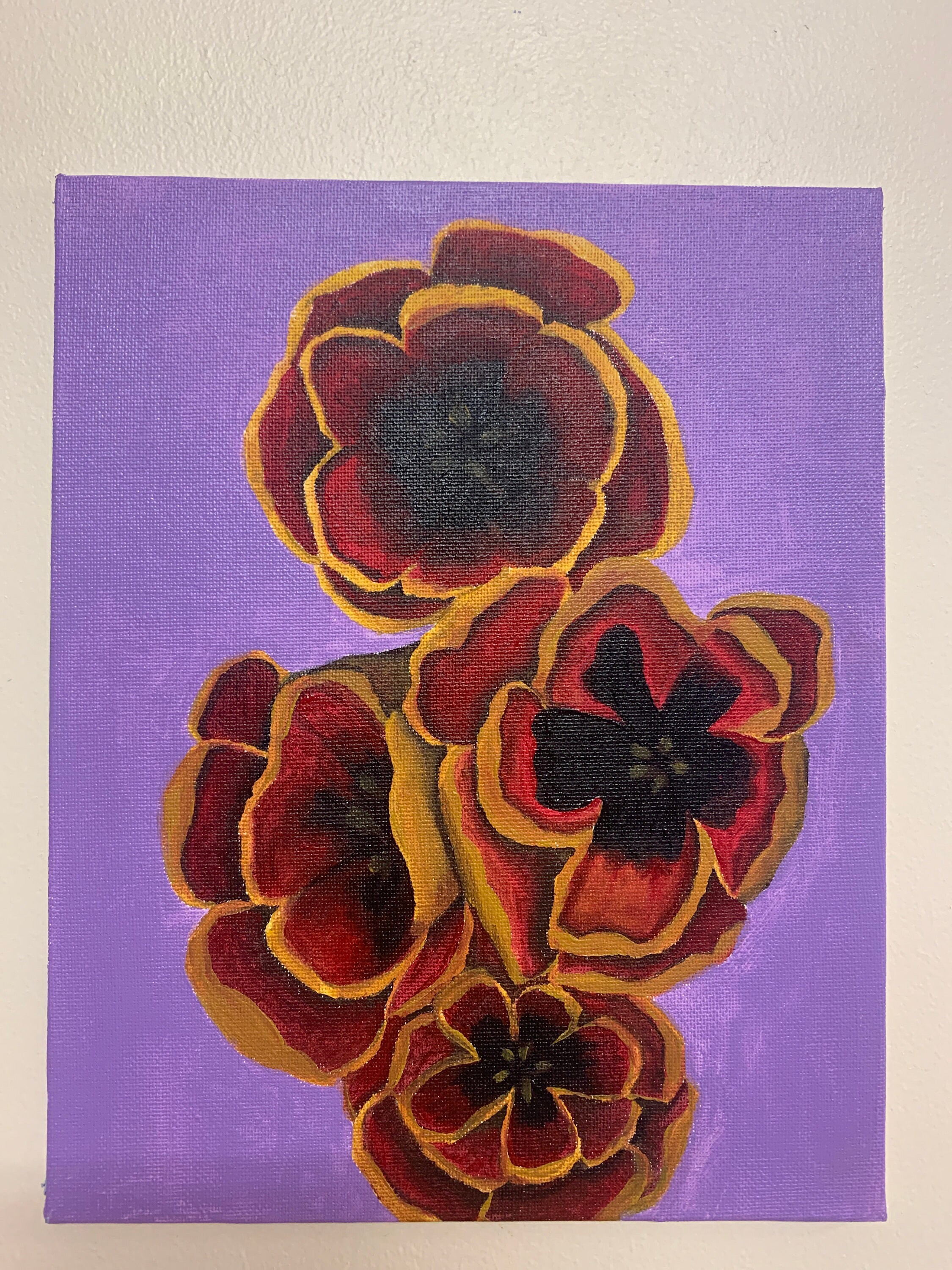 Gouache painting of enlarged flowers on canvas Etsy