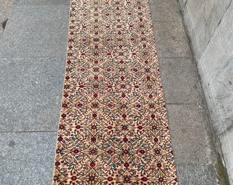 Handgemaakte wollen loper: 71 cm x 257 cm, Etnisch dorpsdesign