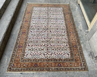 Handgemaakt wollen dorpstapijt, natuurlijk geverfd tapijt (147 cm x 226 cm)
