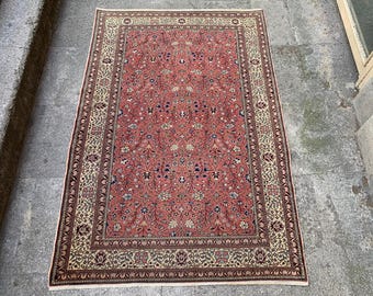 Handgemaakt wollen dorpstapijt, klein organisch tapijt (119 cm x 178 cm)