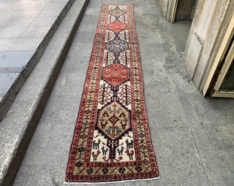 Handgemaakte wollen loper, etnisch dorpsdesign (71 cm x 457 cm)
