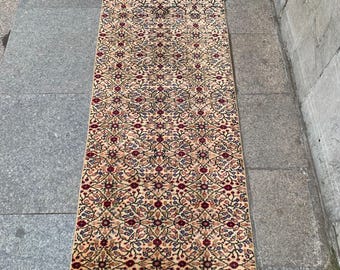 Handgemaakte wollen loper: 71 x 254 cm, Etnisch dorpsdesign