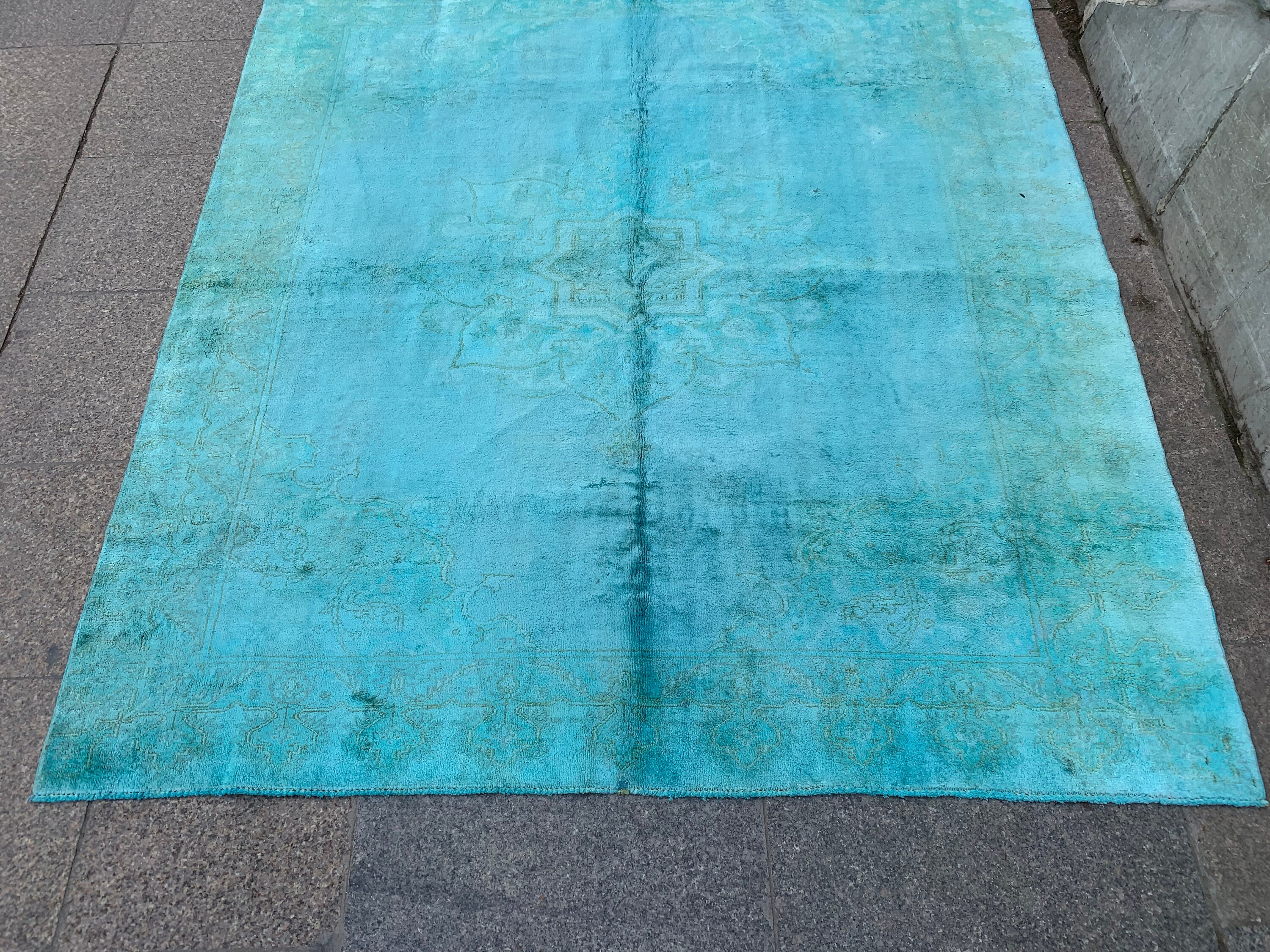 6'2'' X 6'6'' Area Rug Silk and Cotton Handmade Rug Muted Rug Ethnic