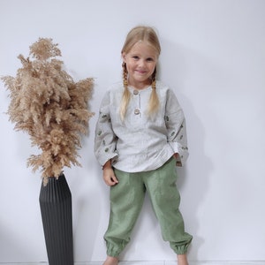 Set linen kids clothing Sustainable baby outfit  Shirt and pants Gender neutral organic baby clothes Summer toddler outfit Sustainable wear