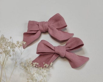 Handmade Baby Headband | Baby Girl Bow | Custom Bow | Baby Girl Gift | Baby Shower Gift | Linen Bow| White bow| flax hair clips| Photo shoot