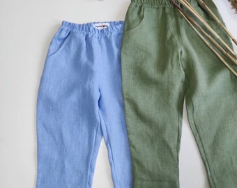 Baby linen pants Toddler summer trousers Baby Sustainable clothes Baby beach wear Sage ring bearer outfit Wedding party Page boy clothing