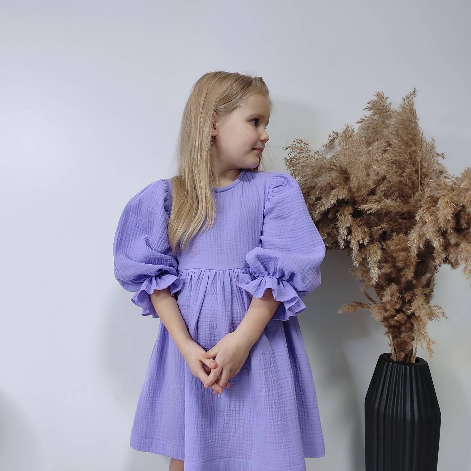 Organic Baby Clothes Purple Muslin Baby Dress Double Gauze - Etsy