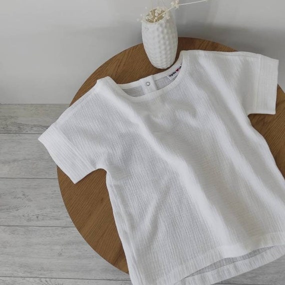 White Muslin T-shirt for Baby Boy or Girl Basic Double Gauze - Etsy