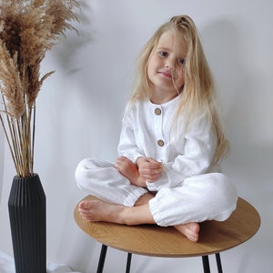 White linen baby outfit Shirt and pants Minimalist rustic style linen kids clothing. Organic baby clothes, pant and long sleeve shirt.