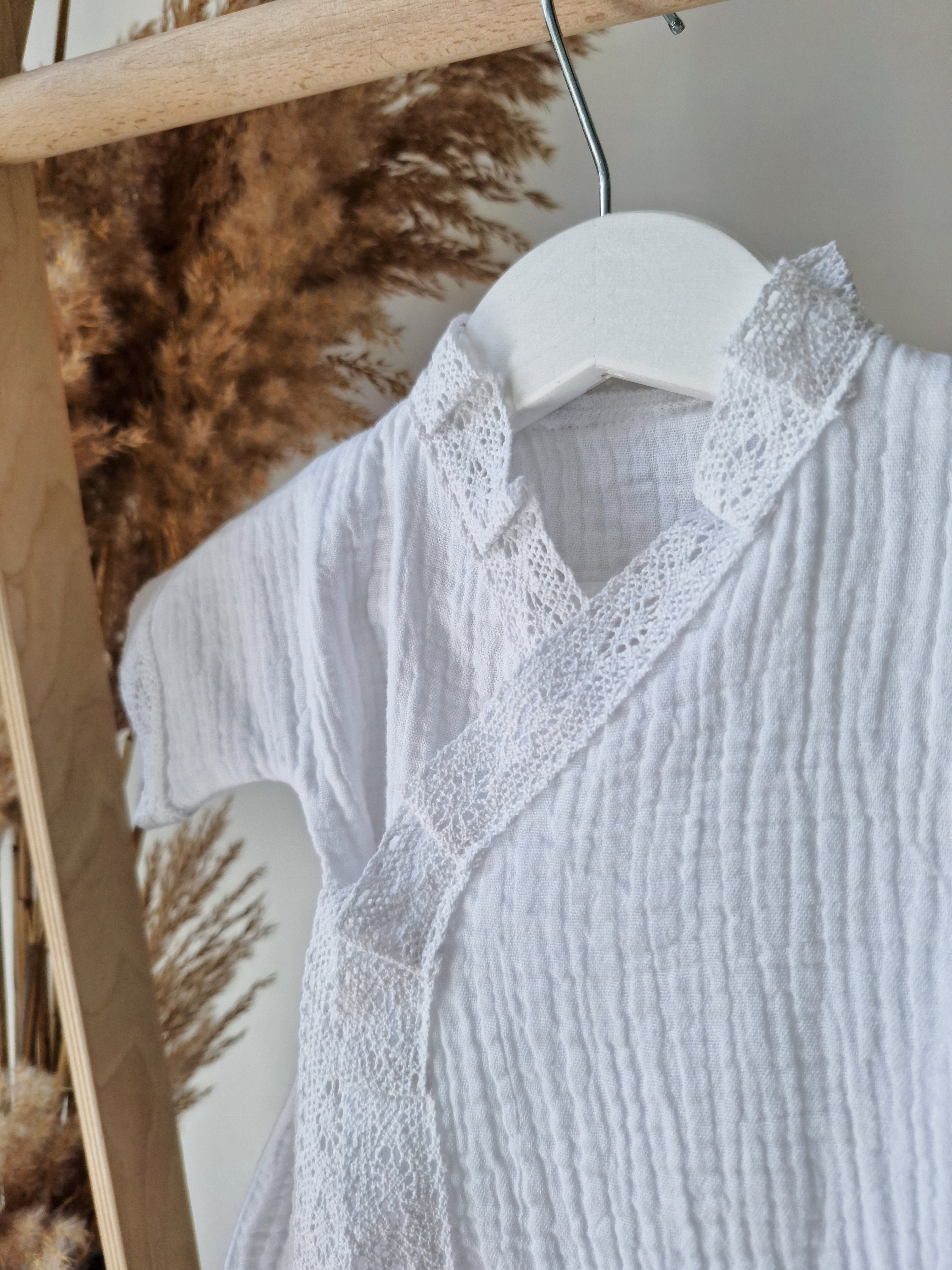 Blessing organic outfit Set baptism gown and bonnet, Unisex christening robe, Girls or boys baptism gown, Organic muslin clothing for baby