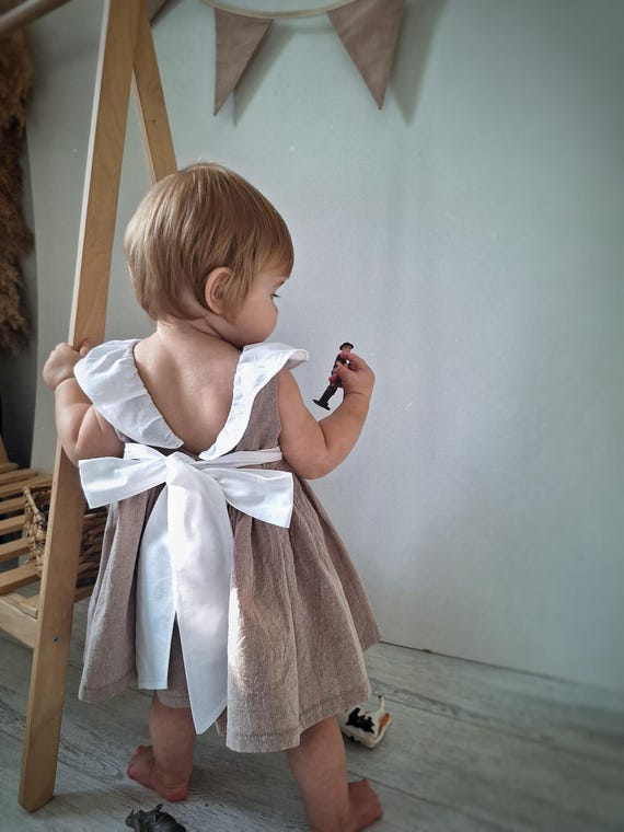 blue and brown toddler dress Mariposa Dress