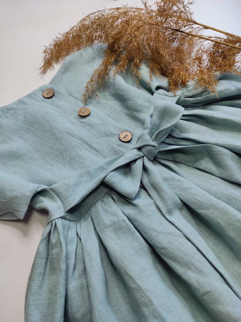 Simply Linen Baby Dress Mustard Girl Dress First Birthday Etsy