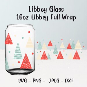 Minimal glass Christmas tree pattern  Libbey glass Glass  wrap Svg 16oz  Full Wrap, Coffee Can Glass,Digital download