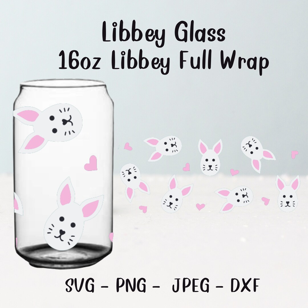 Bunny Heart Easter Libbey Glass Svg 16 Oz Full Wrap, Beer Can Glass Svg ...