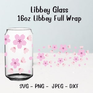 Sakura Flower Can Glass SVG: Libbey 16oz, Coffee, Beer (Digital Download)