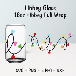 Envoltura de vidrio Libbey con luces navideñas SVG: Lata de café de 16 oz (descarga digital)