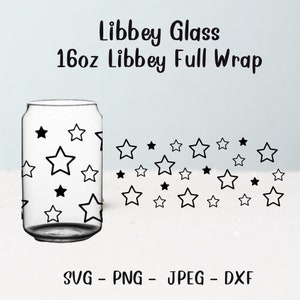 Stars Can Glass Wrap Svg 16oz  Full Wrap, Coffee Can Glass,Digital Download