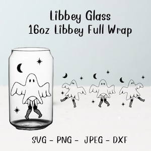 Dancing Funny Ghost Can Glass  Wrap Svg 16oz  Full Wrap, Coffee Can Glass,Ghost Can Glass,Digital Download