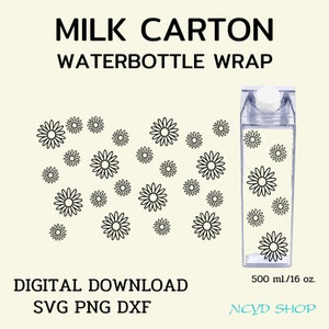 Daisy carton bouteille wrap svg 500 ml / 16 oz Pour Cricut