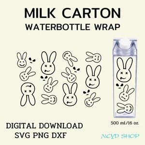 Bad Bunny  milk carton bottle wrap svg 500 ml/16 oz For Cricut