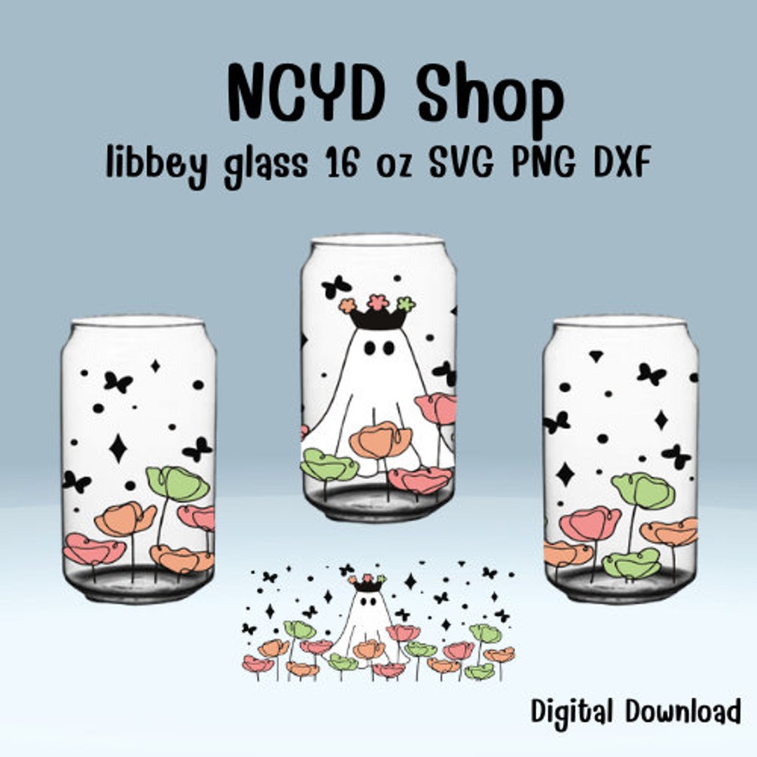 Flora Ghost 16oz Libbey Can Glass Svg,can Glass Svg, Beer Can Glass