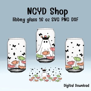 Flora Ghost  16oz Libbey Can Glass Svg,Can Glass Svg, Beer Can Glass, Digital Download