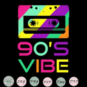 90&#39;s Vibe SVG PNG DXF voor Cricut, digitale download, shirtontwerp