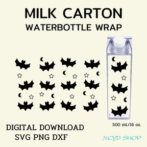 Bat milk carton bottle wrap svg 500 ml/16 oz For Cricut