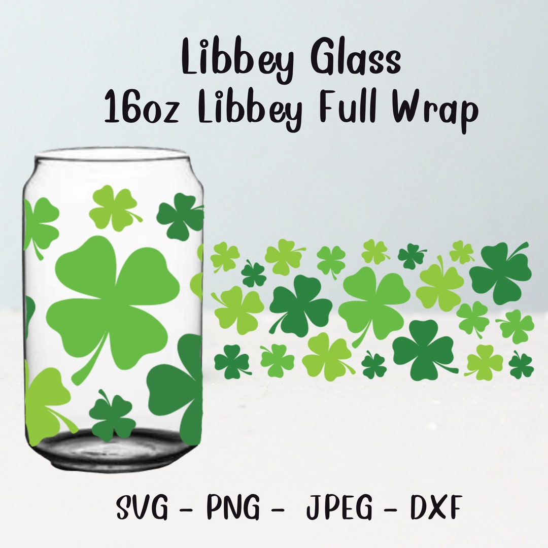 Lucky Cover Libbey Glass Svg 16 Oz Full Wrap, Beer Can Glass Svg, Leaf ...