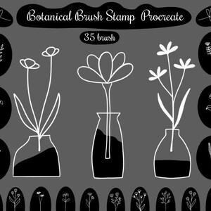 Botanical Brush Stamps Procreate 35 brush,Brush stamps