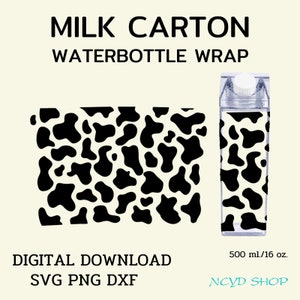 Cow pattern milk carton bottle wrap svg 500 ml/16 oz For Cricut