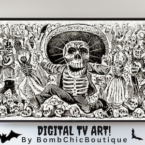 Halloween Samsung Frame TV Art | Neutral Halloween tv Art Download | LG Skeleton Digital tv art | Day of the Dead Dia De Los Muertos tv Art