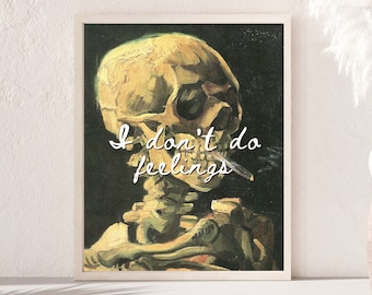 Van Gogh Skull Altered Art Digital Print | Funny Vintage Wall Art | Eclectic Art Print | Vintage Van Gogh Painting | Gothic Home Decor Art