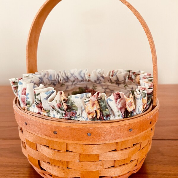 Vintage Longaberger Basket 1998 Mother's Day Rings & Things Basket Divided Protector and Liner #10383