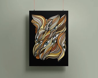 Abstract Printable Art Original Hand-drawn "Abstract Eyes"