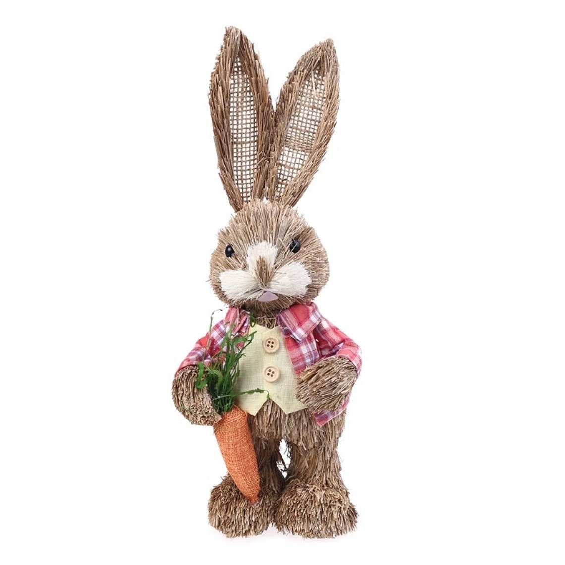 14 Artificial Straw Bunny Standing Rabbit With Carrot Etsy