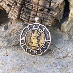 Kala Bhairava Pendant, Bhairav Necklace, Hindu Worship Charm, Bhairava Ashtami Jewelry, Dandapani Talisman, Tibetan Buddhism Amulet