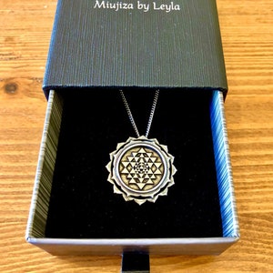 Handmade Sri Yantra Necklace: Sacred Geometry Wealth Talisman