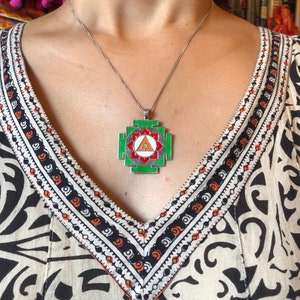 Ganesh Yantra Necklace, Lord Ganesha Pendant, Hindu God Talisman, Remover of Obstacles Jewelry, Tantrik Amulet, Yantra Design Charm