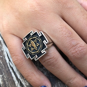 Sterling Silver Krishna Ring: Vishnu Yantra Talisman, God of Protection