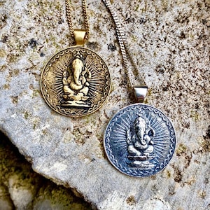 Lord Ganesha Pendant, Hindu God Necklace, Ganesh Tantrik Jewelry, Good Luck Charm, Remover of Obstacles Charm, Lord of Fortune Talisman