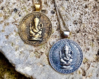 Lord Ganesha Pendant: Sterling Silver Hindu God Necklace
