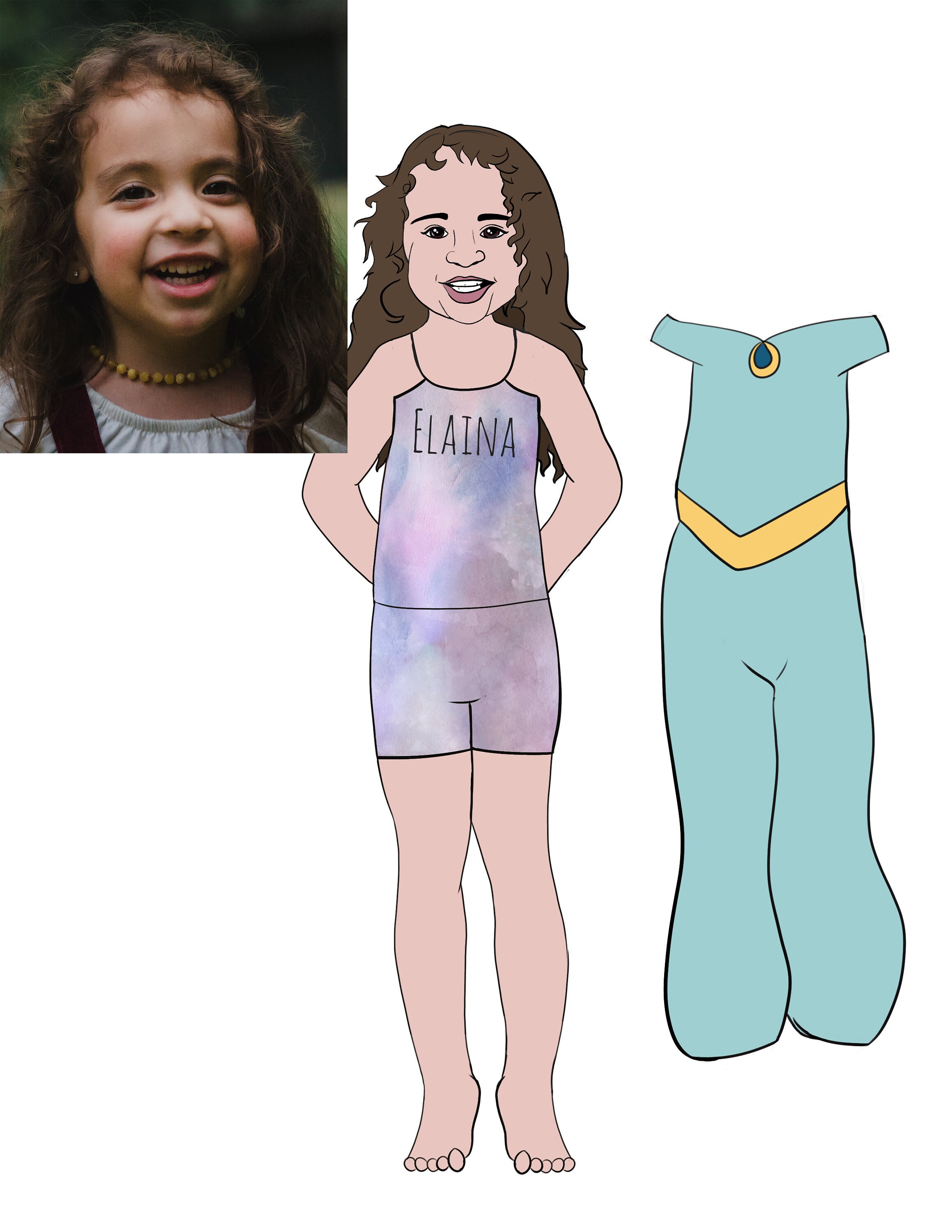 Children's Custom Paper dolls in color personalized name | Etsy